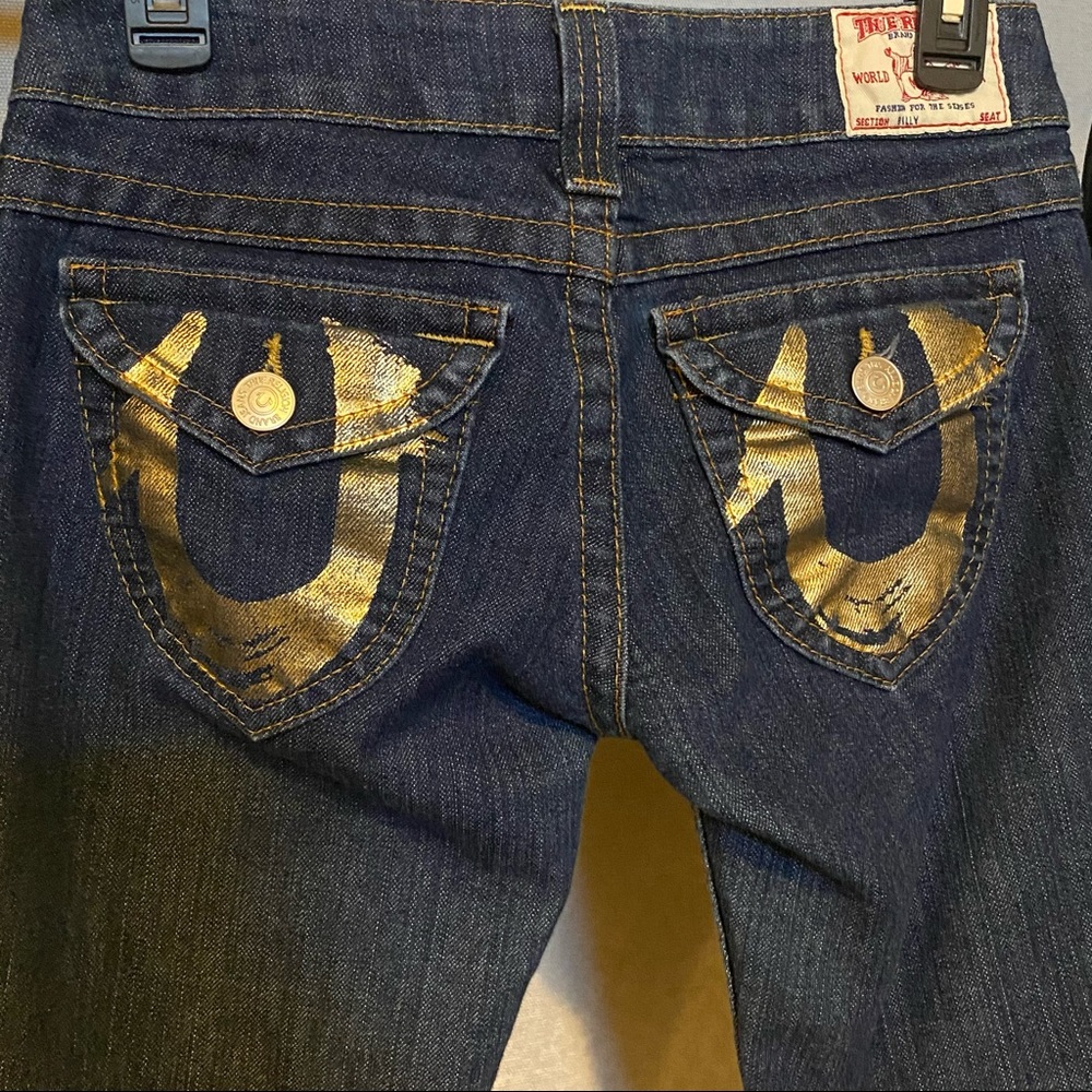 True Religion Gold Painted Jeans